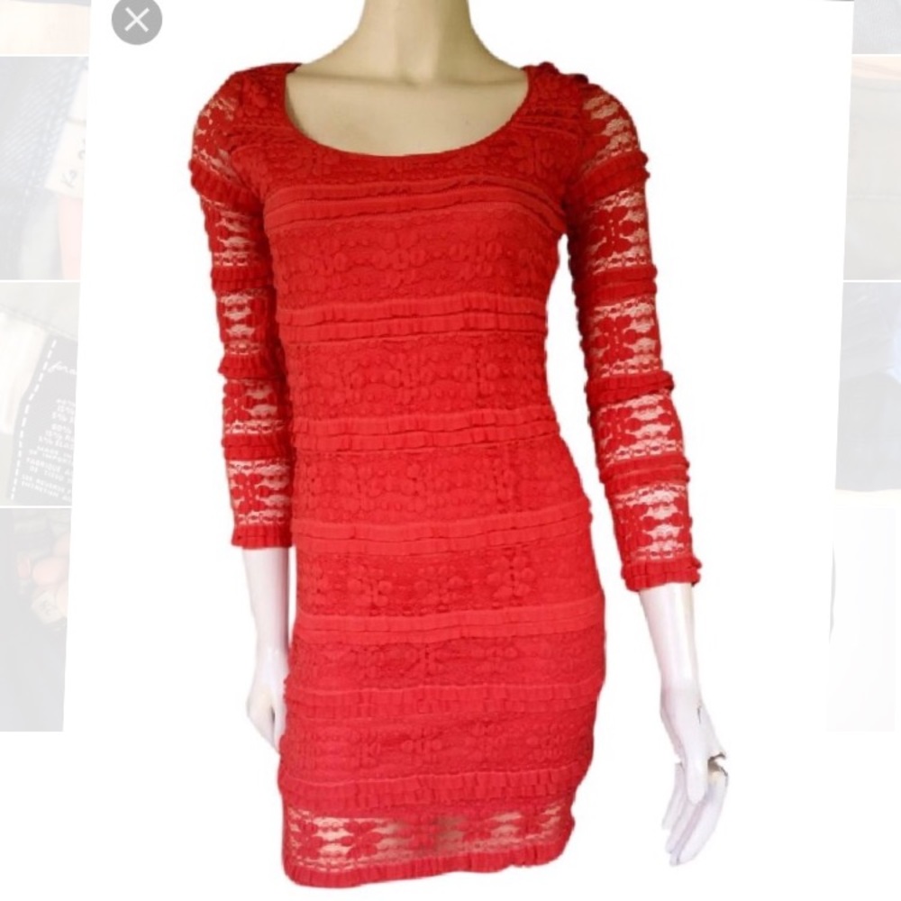 Max Studio Orange Lace Going-Out Dress Size Medium